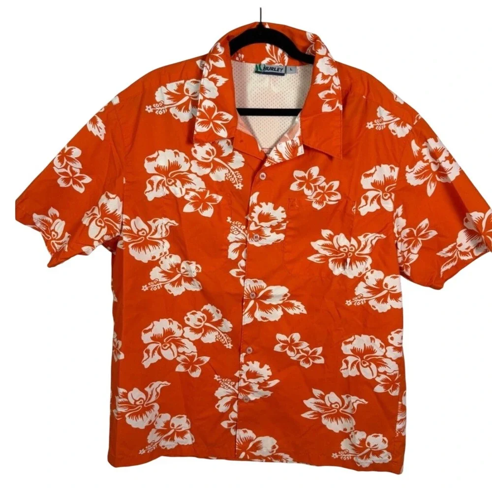 BUNDLE Men Button down Shirt sz Large J.Crew Perry Ellis Hurley Hawaian Casual